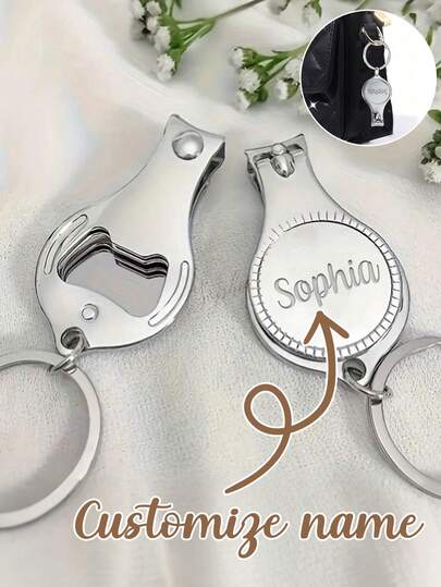 Customizable Stainless Steel Keychain, Customized Nail Clipper, Personalized Beer Bottle Opener Keychain, Commemorative Nail Clipper Engraved Keychain, Thank You Guest Gifts, Bag Accessories, Keychain Attachable To Bags, Handbags, Tote Bags, Camera Bag Charms, Bag Charms, New Design Shopping Essentials, Gifts For Women, Men, Mothers, Teachers, Friends, Bridesmaids, Students, Her, Him, Back To School Gifts