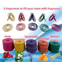 1 Canister Of 50 Mixed Spiral Incense Sticks + Gourd Base, Rose, Jasmine, Lavender, Lemongrass And Orange Scents. Burn Time: 3-4 Hours. Suitable For Air Purification, Yoga, Meditation, Fitness, Home Cleaning And Relaxation. Ideal Gift For Home Use Or Outdoor Occasions. Great For Holiday Decoration. - 5 Sets (roses, Jasmine, Lavender, Lemongrass, and Oranges) - View 3
