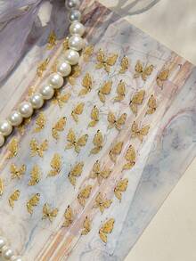 1个5D金银星激光粉色彩色闪亮星形水晶浮雕美甲装饰DIY美甲饰品 - 金色 - 查看 6