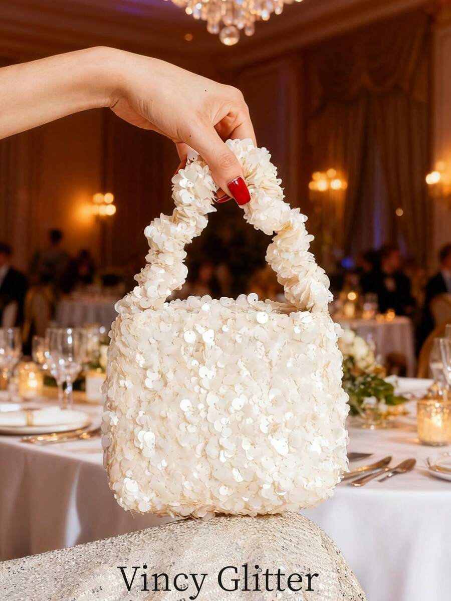 Miniaturowa torebka z cekinami, elegancka, modna torba typu tote dla kobiet, odpowiednia na sukienki i oficjalne okazje