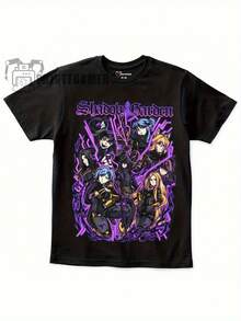 Men's Unique Graphic 100% Cotton T Shirt - Casual Vintage T Shirts, Camisetas De Hombre, Men Christmas Outfit, The Eminence In Shadow Anime T-Shirt For Men - Black Cotton Graphic Tee With Vibrant Purple & Blue Anime Design, Casual Round Neck, Machine Washable, All-Season Comfort, Anime Shirt, Comfortable Fit Regular Fit, Everyday Wear, Black Short Sleeve Round Neck Tee, Unisex Graphic Streetwear Tees For Boyfriend Gifts, Men Gifts, Thanksgiving Gifts, Christmas Gifts - Black - View 1
