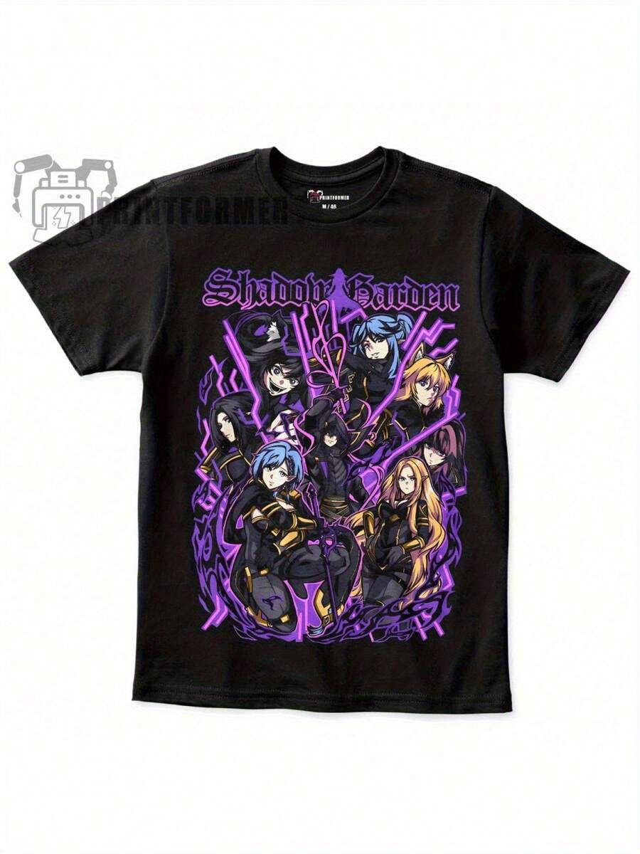 Men's Unique Graphic 100% Cotton T Shirt - Casual Vintage T Shirts, Camisetas De Hombre, Men Christmas Outfit, The Eminence In Shadow Anime T-Shirt For Men - Black Cotton Graphic Tee With Vibrant Purple & Blue Anime Design, Casual Round Neck, Machine Washable, All-Season Comfort, Anime Shirt, Comfortable Fit Regular Fit, Everyday Wear, Black Short Sleeve Round Neck Tee, Unisex Graphic Streetwear Tees For Boyfriend Gifts, Men Gifts, Thanksgiving Gifts, Christmas Gifts - Black - View 1