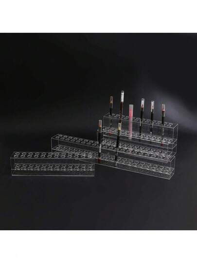 透明亚克力笔筒收纳架 - 12格化妆刷和口红展示架 | 桌面收纳盒，适用于美妆产品和文具 | 春季大扫除和返校必备 | 简约化妆台收纳盒，适合女性和青少年