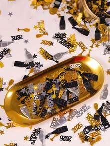 2026 New Years Confetti,Shinny Metallic 2026 Happy New Year Stars Bottles Mixed Confetti,New Years Eve Decorations,Throwing Props, Happy New Year Confetti, Party Decoration, Table Decoration,For Tables 2026 New Year Decorations New Years Eve Party Supplies,Silver Black Gold