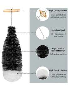 2pcs/Set Multi-Functional Bottle Cleaning Brush Set, Soft Bristle Brush With Scraper - Non-Electric, Rubber Material, Effectively Removes Residue, Space-Saving Design, Portable, Kitchen Cleaning Tool - Multicolor - View 2