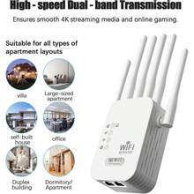 Extensor de WiFi, amplificador de señal inalámbrica de 300Mbps a 2.4GHz, cobertura de hasta 1500m², con puerto LAN/WAN, modo de punto de acceso, repetidor de rango extensor de WiFi para el hogar - Enchufe EU Tipo C(220-240V) - Ver 5