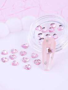 6 cajas de decoraciones de uñas con forma de corazón, accesorios de arte de uñas de resina clara y colorida con forma de corazón dulce, decoraciones para fiestas de San Valentín y Año Nuevo, suministros de arte de uñas para damas y niñas