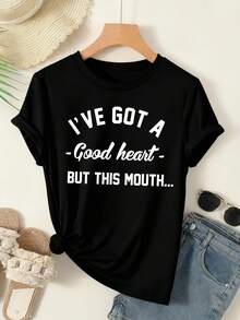 Plus Size Casual Versatile Solid Color Short Sleeve T-Shirt For Summer - Black - View 1