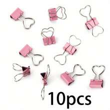 10 Pink Heart-Shaped Binder Clips For Paper, Notes, Photos, And Document Organization - Office, Home, School, And Craft Accessories - Bìa hồ sơ - 10 cái - Xem 5