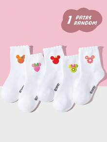 Disney 1/5/10双装儿童袜子，可爱卡通水果/米老鼠图案，时尚，柔软亲肤，吸湿透气，适合运动、休闲、度假、上学等场合，也是一份贴心的礼物。 - 彩色 - 查看 13