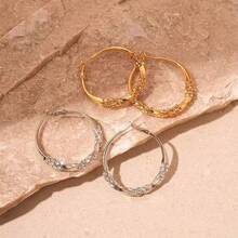 Fashion Rhinestone Spiral Hoop Earrings Women Accesories Round Circle Earrings Wedding Jewelry - 環形耳環 - 查看 2