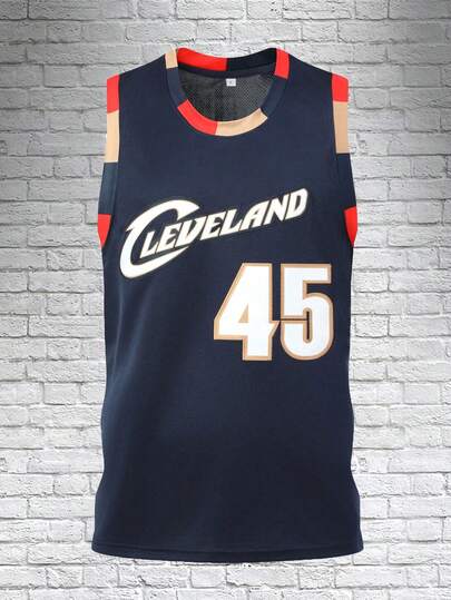 Atonmore Men's Basketball Jersey 45 Blue Embroidered And Sewn Basketball Shirt, Sleeveless Vest Casual Sports Shirt Spring