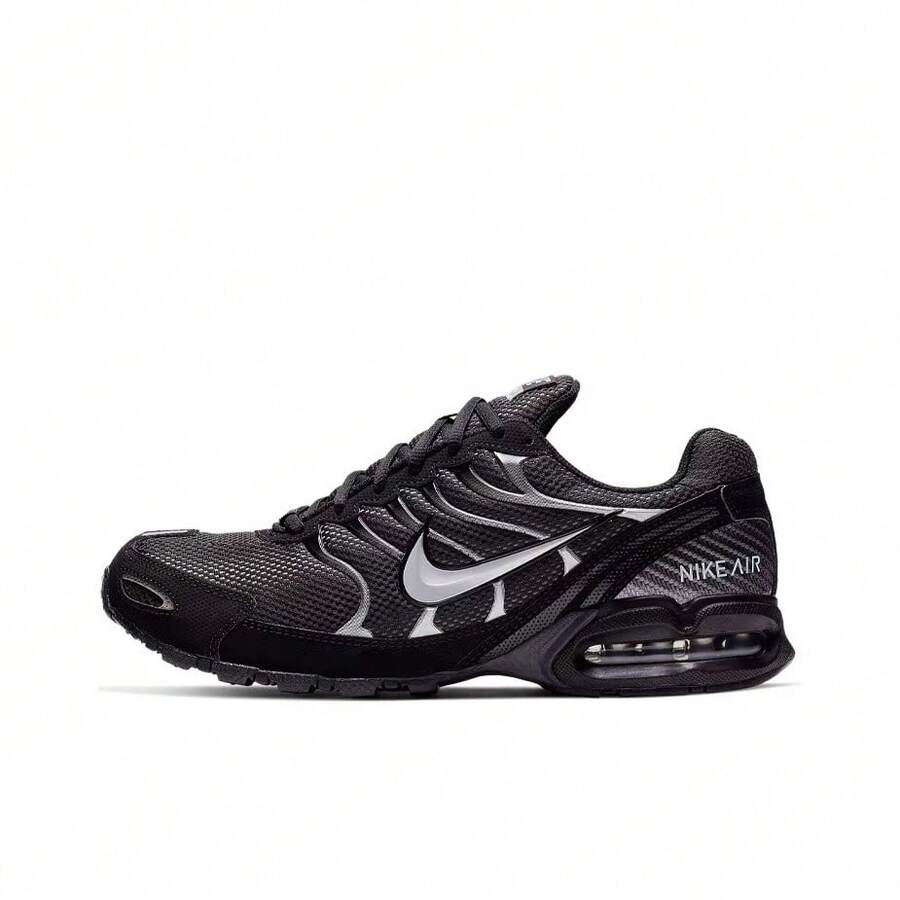 Nike Air Max Torch 4 Lace-Up Fabric & Synthetic Leather Cushioned Durable Breathable Low-Top Casual Running Shoes, Men, Black & Silver - Black Silver - View 1