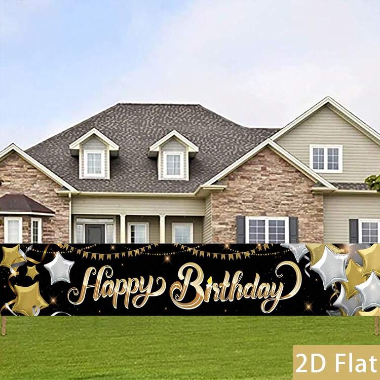 2026 Happy New Year Porch Banner Set, Black And Gold Door Hanging Signs For New Year Party Decoration, Hello 2026 Front Door Decor Happy New Year Decoration Holiday Home Decor - Black and Gold - View 3