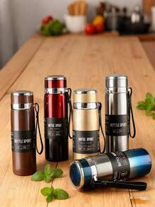 Botella de agua de boca ancha con aislamiento al vacío de acero inoxidable de estilo minimalista, diseño de unicolor antideslizante, muy práctica. Diseño de boca ancha para un llenado y limpieza fáciles, material de acero inoxidable y confiable, gran capacidad que satisface las necesidades diarias de bebida y compartir. Adecuada para conducción a larga distancia, oficina diaria, bebida al aire libre, ir a la escuela, picnics, campamentos y escenarios de uso familiar. - Multicolor - Ver 1