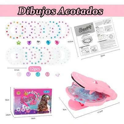Encantador Juego de Accesorios para el Cabello con 180 Piezas de Accesorios para el Cabello, Piedras Preciosas Brillantes, laminación de Gemas para el Cabello, Juego de Regalo de Juguetes DIY para niñas y niños