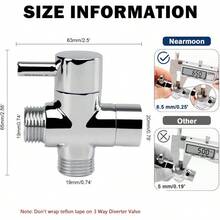 1/2" Solid Alloy Shower Arm, Universal 3-Way Diverter Valve, Suitable For Handheld And Fixed Shower Heads, Replacement Adapter Component (Chrome Plated Surface) - Chrome Finish - View 4