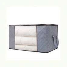 2Pack Clothes Storage Bag, Foldable Storage Bin Closet Organizer With Reinforced Handle, Sturdy Fabric Blanket Storage With Clear Window, Storage Containers For Clothing, Bedding, Gray - 灰色 - 查看 10