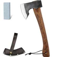 Wood Axe Small Outdoor Camp Hatchet For Splitting And Kindling HandForged With Sheath High Carbon Steel Garden Camping Tools Survival Chopping Forged Viking Axe With Beech Handle - 木頭 - 查看 4