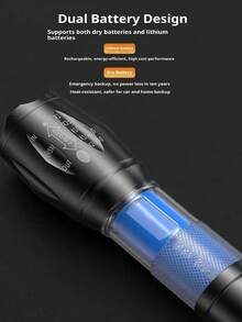 T6 High-Power LED Rechargeable Outdoor Bicycle Long-Range Aluminum Alloy Zoom Waterproof Fishing Light (Batteries Not Included) - Multicolor - View 10