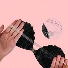 4件/套 女士隐形蕾丝提拉粘性文胸，无肩带，可重复使用粘性硅胶文胸 - 无缝露背U型深V硅胶粘性文胸，适合连衣裙、婚礼、派对、正式场合、夏季服装（请注意，由于生产批次不同，乳贴图案可能略有差异） - 彩色 - 查看 7