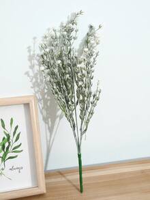 1支14.57英寸人造塑料满天星，5枝白色花束填充物，适用于婚礼、节日装饰、插花、室内家居装饰，四季皆宜