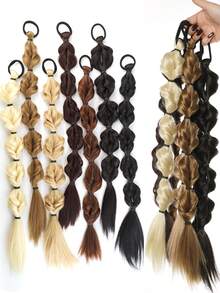 20 Inch Ponytail Synthetic Wigs Female Bubble Braid Natural Twist Braid Tie-Up Lantern Braid Suitable For Women's Daily Wear And Gatherings - Multicolor - View 5