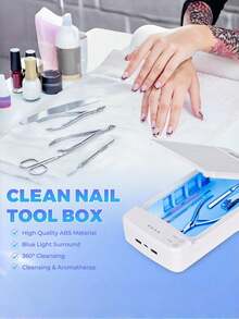 UV Nail Tool Sterilizer Box, With Blue Light, Multi-Function USB Port, Suitable For Nail Tool Sterilization And Aromatherapy, Applicable For Professional Nail Salon, Nail Tools, Makeup Tools, Tweezers, Jewelry, Phones, Watches, Keys, And More - Multicolor - View 2