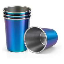 12 Oz Stainless Steel Cups 4 Pack, Stackable Metal Drinking Glasses, Unbreakable & Shatterproof,For Home, Bar, Restaurant, Party, Travel, Camping, Outdoors - 多色397 - 查看 1