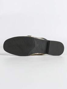 Fashionable & Elegant Commuter Sequin Embroidery Buckle Flat Shoes For Office - Gold - View 10