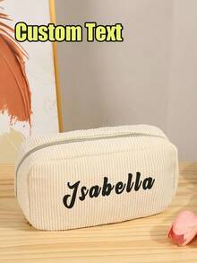 Personalized Cosmetic Bag, Custom Corduroy Makeup Bag, Name Makeup Bag, Monogrammed Toiletry/Makeup Bag, Bridesmaid Gifts, Bachelorette Party Gifts, School Supplies, Back To School, School Gifts, For Office, For School, For Classroom, For Coworkers, For Dorm Rooms, Middle School StudentsChristmas Beauty Accessories