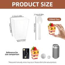 25/50/100Pcs, 5 Oz Plastic Clear Square Parfait Cups With Spoons, Party Small Serving Dessert Bowls For Appetizers, Puddings, Mousse, Yogurt, Parfait Ice Cream - - - View 8