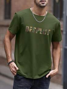 2025 Men's Casual Letter Print Round Neck Short Sleeve T-Shirt, Summer