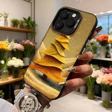 Cubierta de telefono con diseño de arbol dorado brillante para iPhone 14 Pro Max dorada con estampado de arbol navideño y textura de brillo aplicacion ideal para uso diario y ocasiones especiales Aplicable a los teléfonos de la serie Apple y Galaxy - Negro - Ver 6