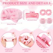 8Pcs/Set Spa Party Favors For Girls Pink Sleepover Party Supplies Bow Headband Wristband Scrunchies Hair Clip Jewelry Case Makeup Bag Mirror For Women Bridesmaid Return Gifts - Pink - View 2