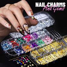 Nail Art Brushes, Nail Art Kit With Nail Art Brush, Dotting Tools, Nail Rhinestones Pearls, Nail Charms And Gems, Nail Stickers For Decals, Nail Stand For Press On, Nail Design Kits - 熒光色 - 查看 3