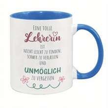 1pc-Color Ceramic Mug 11oz, Microwave, Funny, Unique Thank You Message Teachers, Reusable, Hand Wash Only, Multipurpose Use, Thanksgiving & Labor Day - Blue Gall Blue Handle - View 13