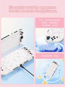 Cute Pink Floral Pattern Compatible Accessories Set For Switch2 (2025)/Switch NS/Switch OLED, Including Game Console Protective Case/Controller Cover/Storage Bag, TPU Soft Shell, Stylish & Practical, Portable Stand, Shockproof, Scratch-Resistant, Anti-Fouling, Fashionable & Romantic Gift - Multicolor - View 3