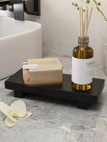 Bathroom Rustic Style Wooden Base Tray Kitchen Countertop Decoration Bathroom Soap Box Rack, Can Store Cosmetics, Soap Dispensers, Jewelry, Watches, Perfume Storage, Suitable For Bathroom, Dressing Table, Candle Display Rack - Multicolor - View 6