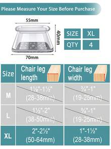 4/8/16/24 件椅腿地板保护垫 - 厚 TPE 硅胶家具滑块，透明椅套，用于降噪和地板保护，耐用家具脚垫，适用于桌椅、沙发和咖啡桌（圆形、方形） - 透明淺灰 - 查看 51