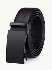 1pc Leather Belt With Square  Men - màu đen - Xem 1