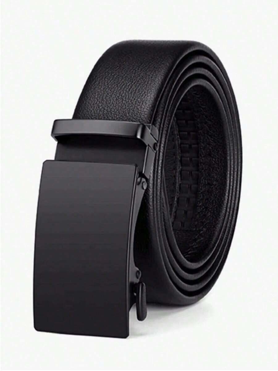 1pc Leather Belt With Square  Men - màu đen - Xem 1