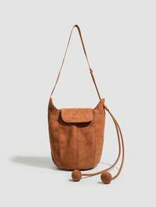 简约时尚斜挎水桶包 女士秋冬新款小众复古休闲风斜挎包 通勤单肩南瓜包 - 彩色 - 查看 11