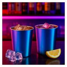 12 Oz Stainless Steel Cups 4 Pack, Stackable Metal Drinking Glasses, Unbreakable & Shatterproof,For Home, Bar, Restaurant, Party, Travel, Camping, Outdoors - 多色397 - 查看 6