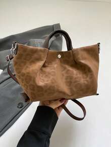 Large Capacity Commuter Dumpling Shaped Bag, Fashionable Personalized INS Leopard Print Shoulder/Underarm Bag - Multicolor - View 14