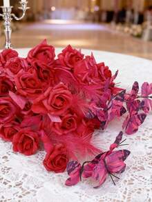 1/3 Stücke magentafarbene Schmetterlings-Rose Künstliche Blumen, geeignet für Heimdekoration, Raumdekoration, Hochzeitsdekoration, Valentinstag, Vasen-Füller Hochzeitstisch-Mittelstücke, Schlafzimmerdekoration, Geschenke für Frauen, Geburtstagsdekorationen