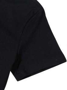 Áo thun cổ tròn tay ngắn in khẩu hiệu và họa tiết đồ họa cỡ lớn cho nam - màu đen - Xem 5