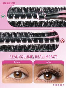 DIY Lash Extensions Kit,Cluster Lashes Individual 9-16mm D Curl, Wispy Volume Natural Look False Eyelashes, Reusable At Home Lash Clusters Set - Pink - View 4