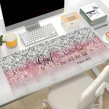 1pc, Faith And Strength Mouse Pad Glitter Design Desk Mat Office Desk Accessories With Non-Slip XL Mousepad Rubber Base Keyboard Pad  E-Sports Desk Pad For Office Home School Supplies, Back To School Gaming Mouse Pad - 彩色 - 查看 1
