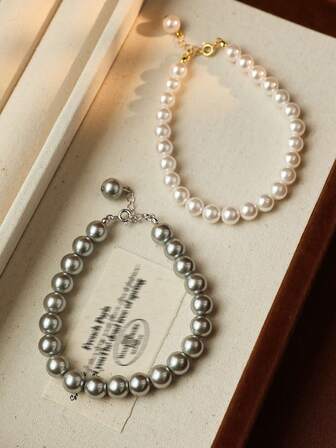 1 pieza Joyería elegante para mujer, pulsera de plata S925, pulsera de perlas vintage, pulsera minimalista de estilo Ins delicada y elegante, adecuada para fiestas, regalos y uso diario